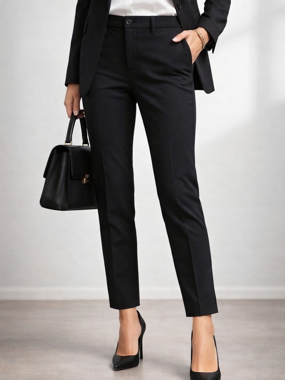 GAP Double Knit Girlfriend Pants Womens 00 Black Slim Ankle